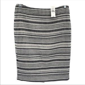 Ann Taylor Womens Black and White Jacquard Pencil Skirt New